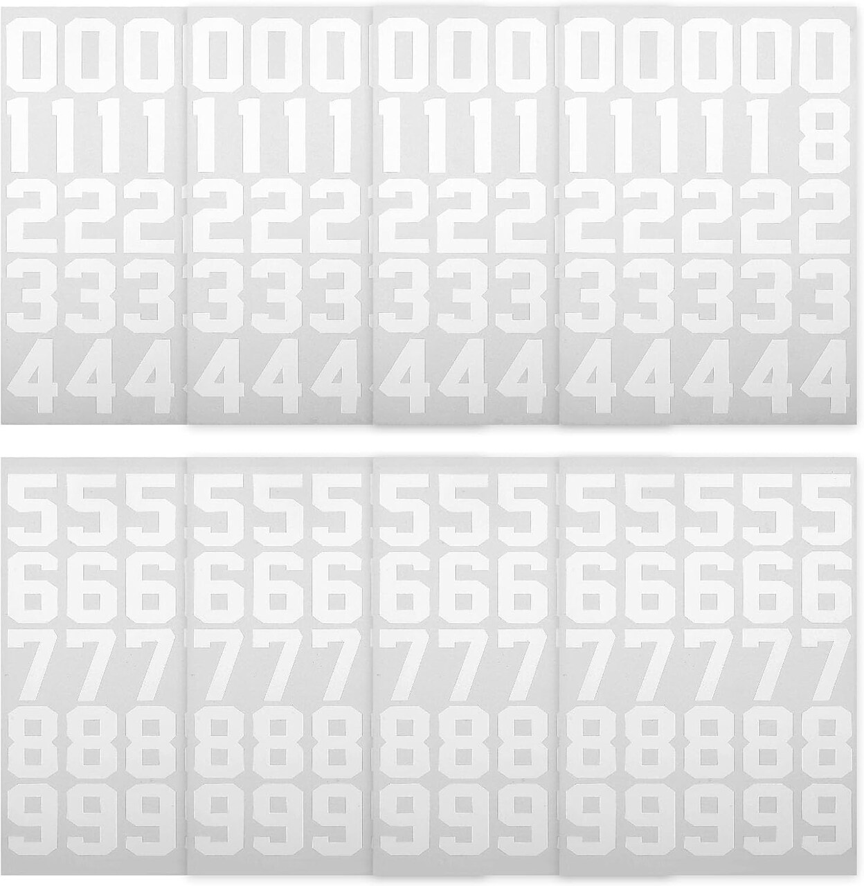 8 Sheets 1-10 Number Stickers for Helmets, Baseball, Softball, Hockey, Football, Lacrosse - Self-Adhesive Vinyl Numbers for Batting